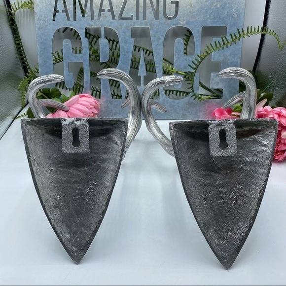 Silver Pewter Set of 2 Antler Horns - Picture 4 of 5